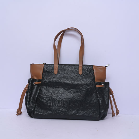 Urban Luxe 2-Piece Tote Bag Set for Women in Black and Brown with Matching Crossbody Pouch