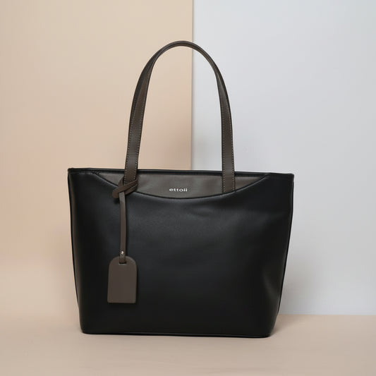 Black tote bag for women with dual-tone handles
