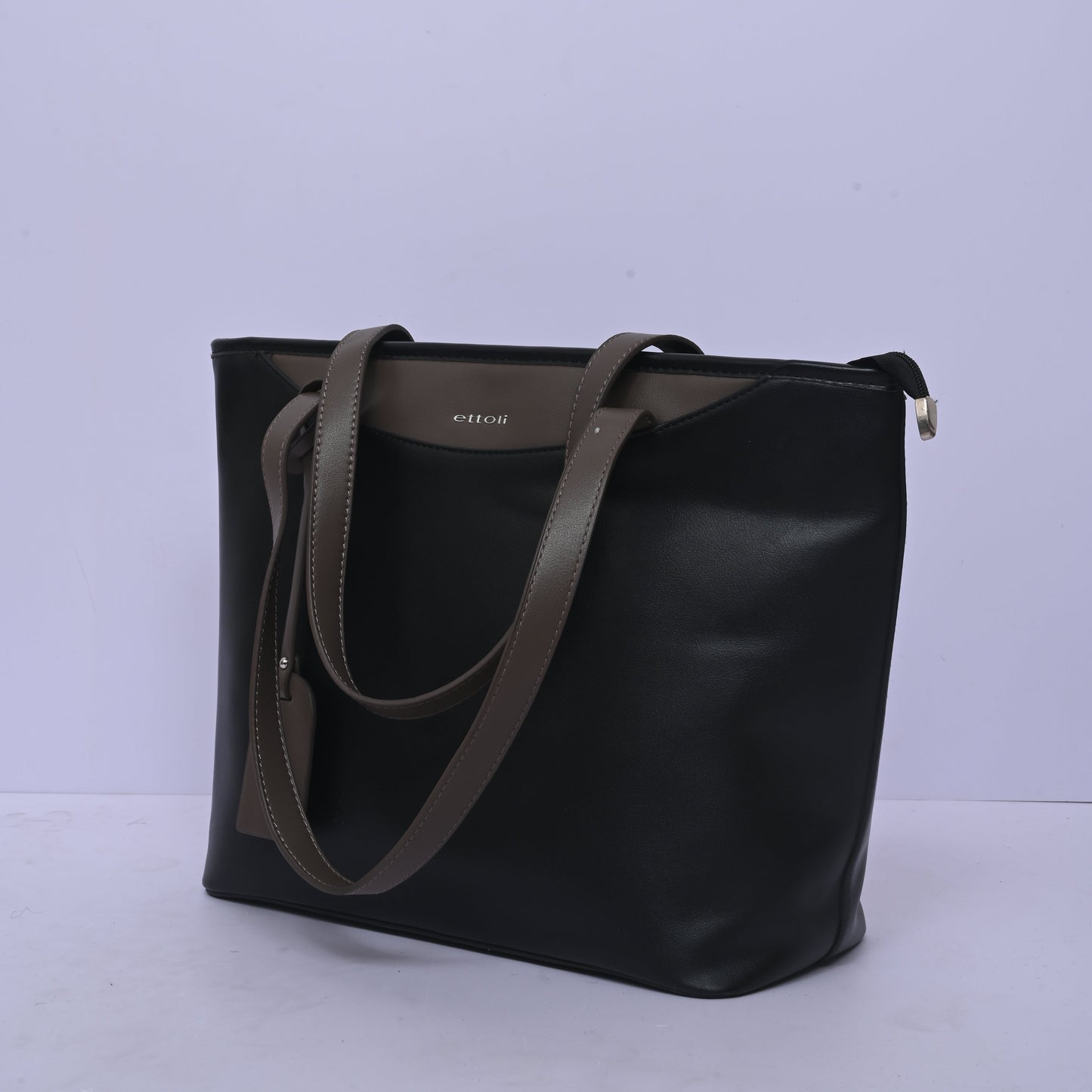 Black tote bag for women with dual-tone handles