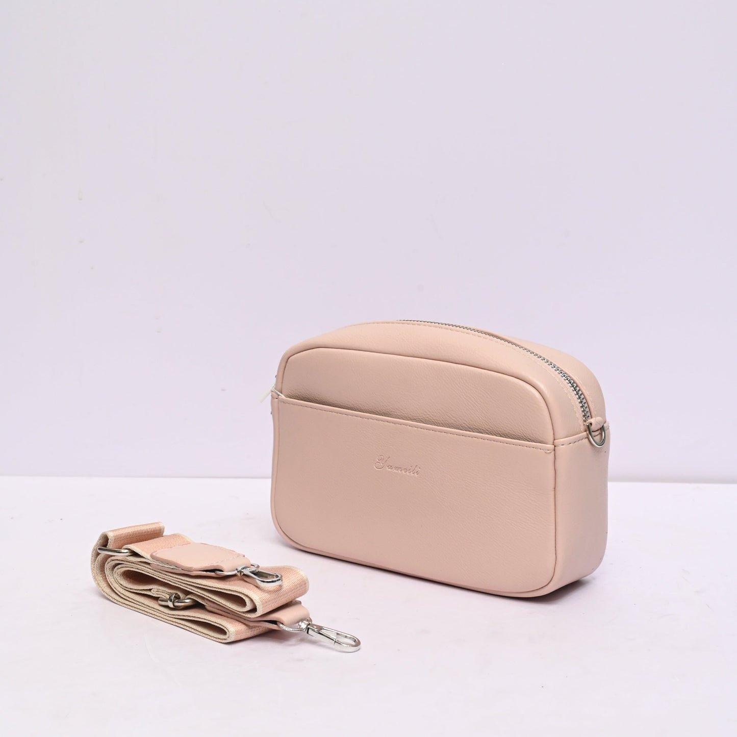 Everyday Essential Sling Bag for Women in Tan Pink with Adjustable Shoulder Strap