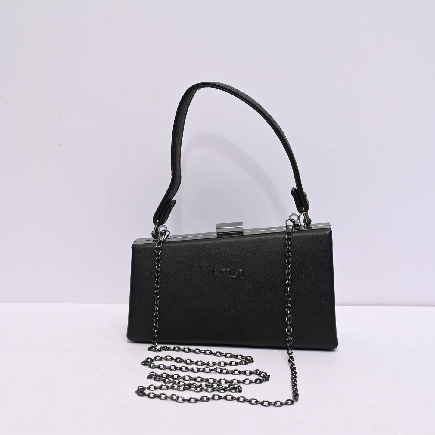 Monarch Evening Bag for Women in Blush Black with Top Handle and Chain Strap