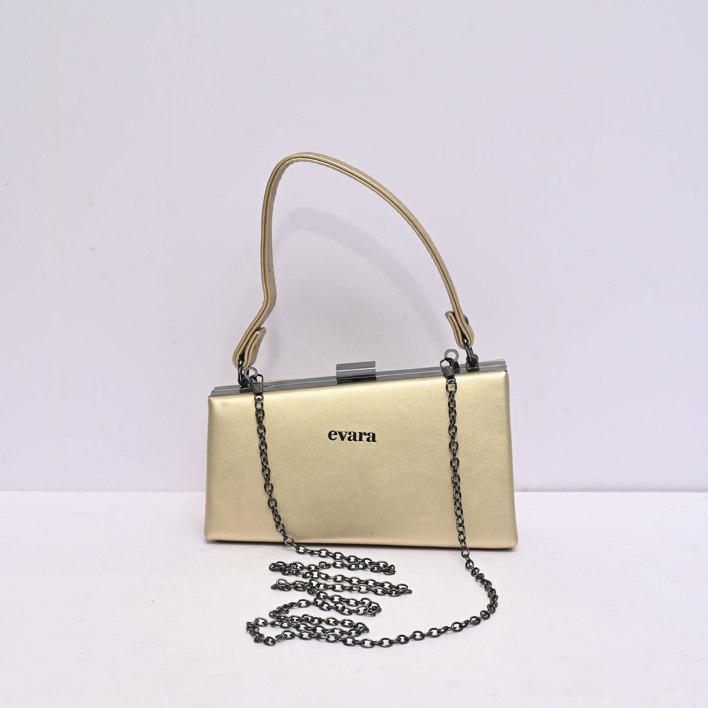 Monarch Evening Bag for Women in Blush Golden with Top Handle and Chain Strap