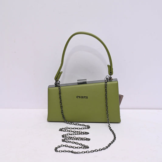 Monarch Evening Bag for Women in Blush Green with Top Handle and Chain Strap