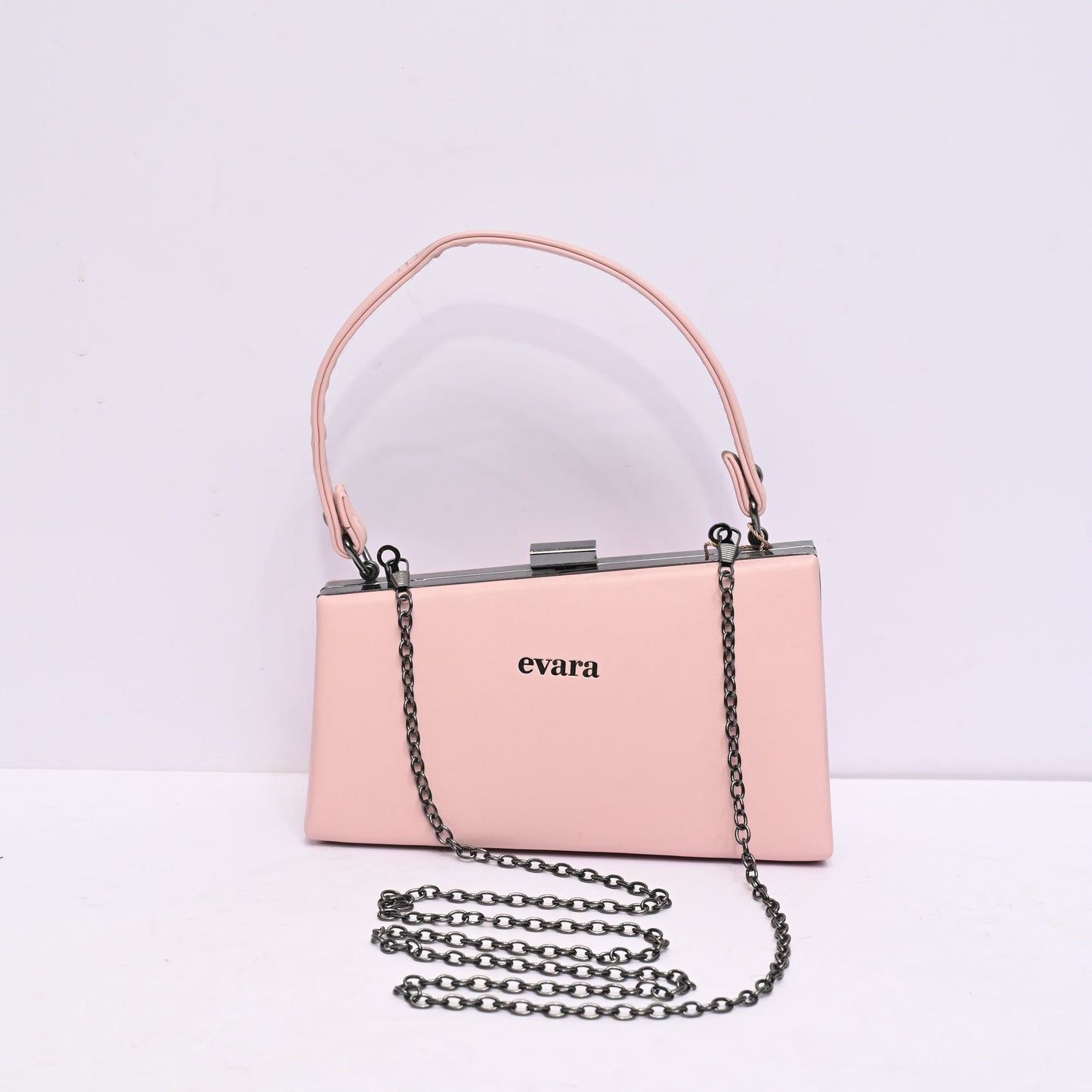 Monarch Evening Bag for Women in Blush Pink with Top Handle and Chain Strap