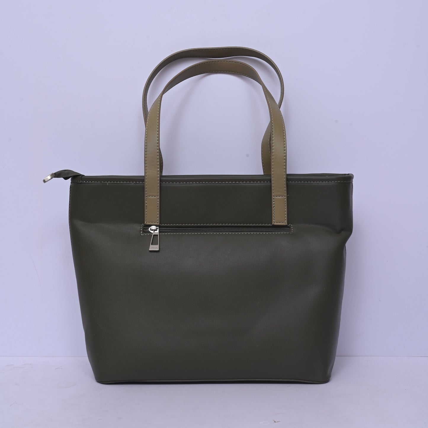Olive tote bag for women with dual-tone handles