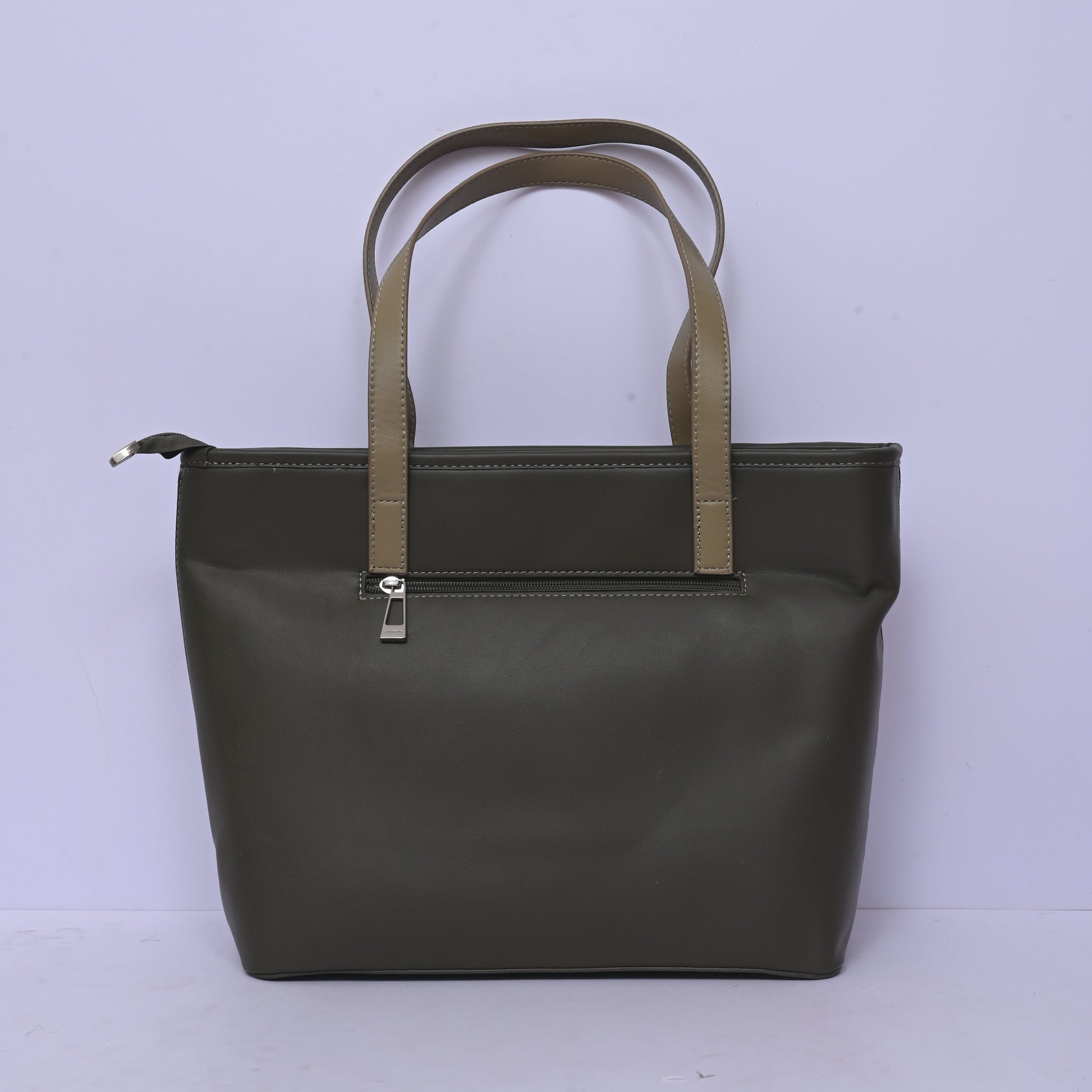 Olive tote bag for women with dual-tone handles