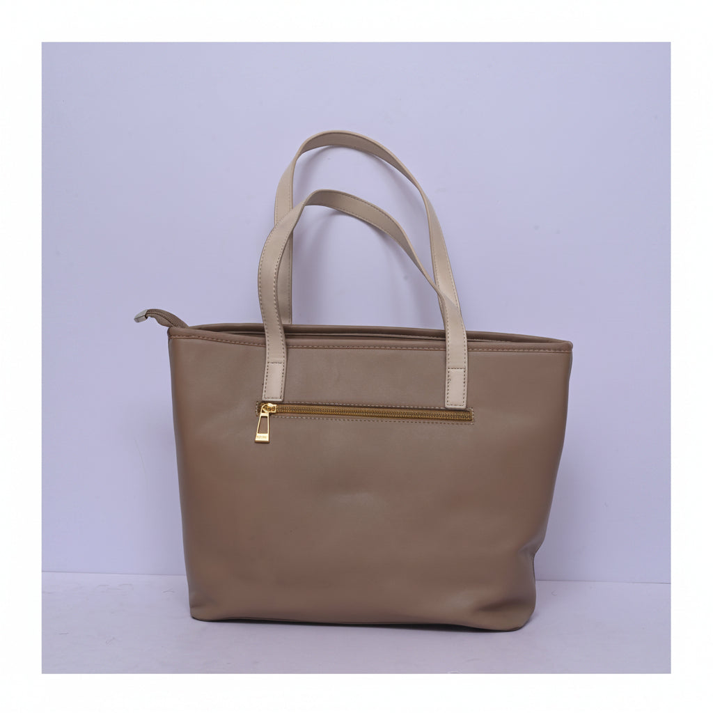 Brown tote bag for women with dual-tone handles