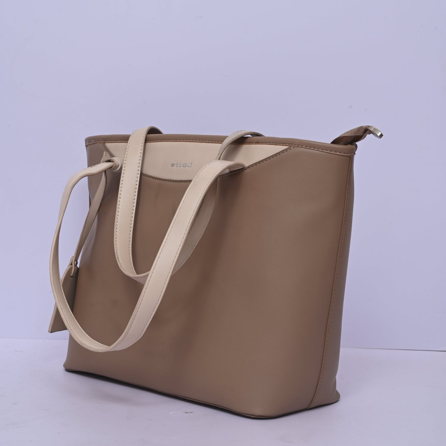 Brown tote bag for women with dual-tone handles