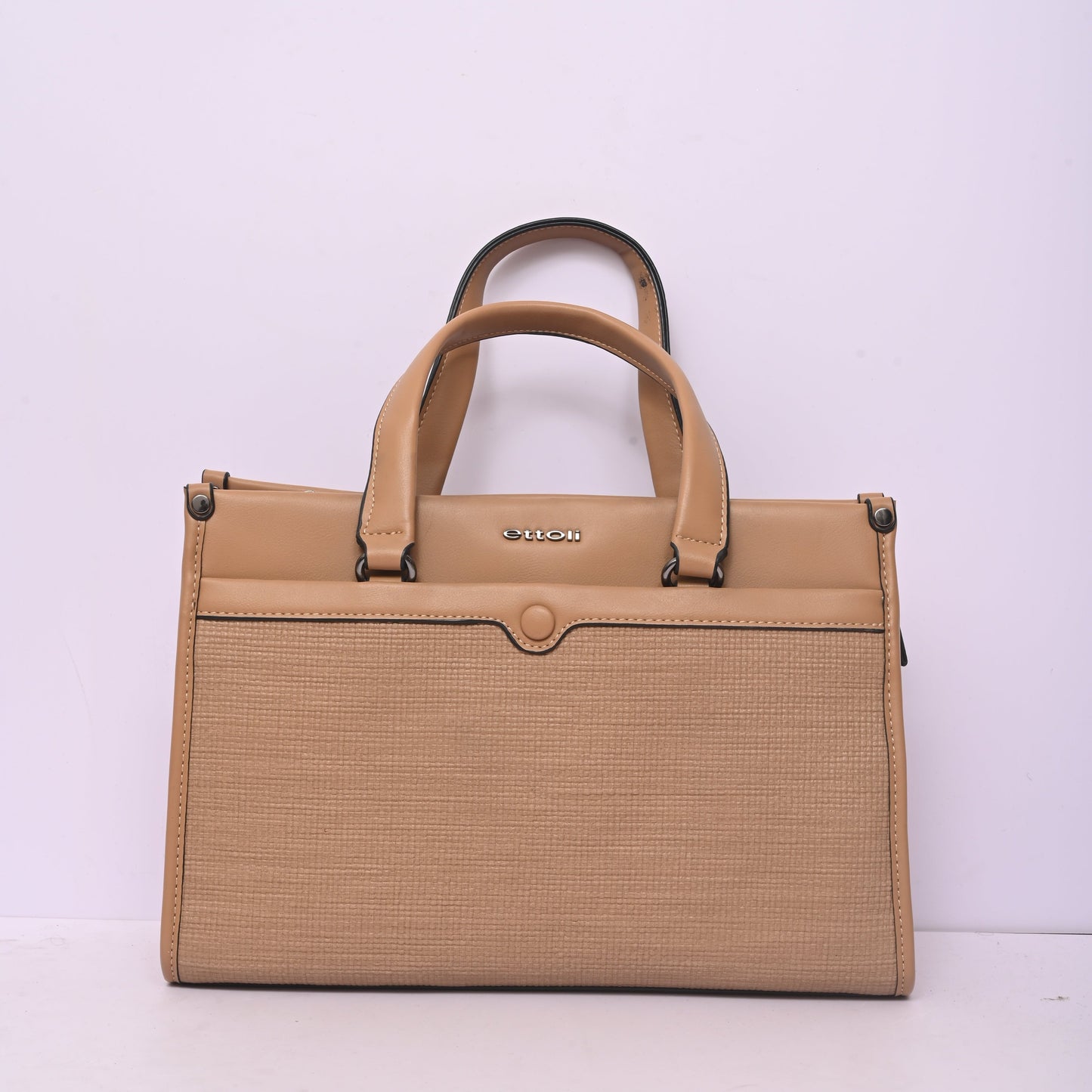 Woven Top Handle Tote Bag for Women in Beige with Spacious Interior and Elegant Woven Design