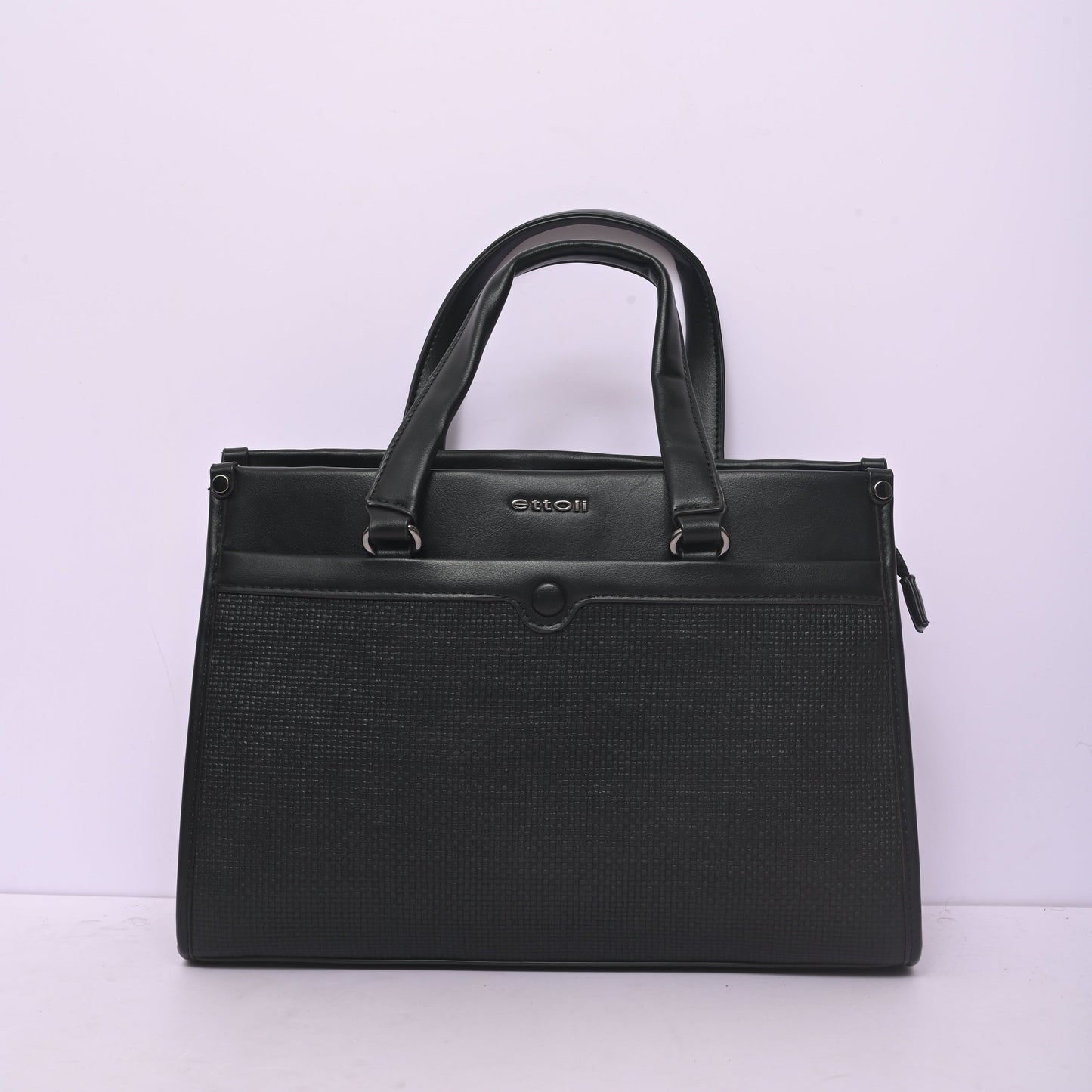 Woven Top Handle Tote Bag for Women in Black with Spacious Interior and Elegant Woven Design