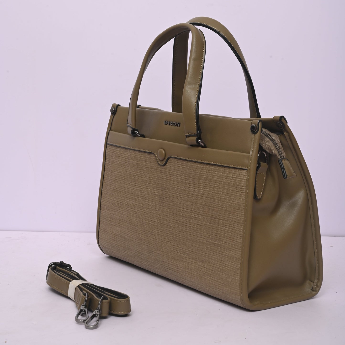 Woven Top Handle Tote Bag for Women in Green with Spacious Interior and Elegant Woven Design