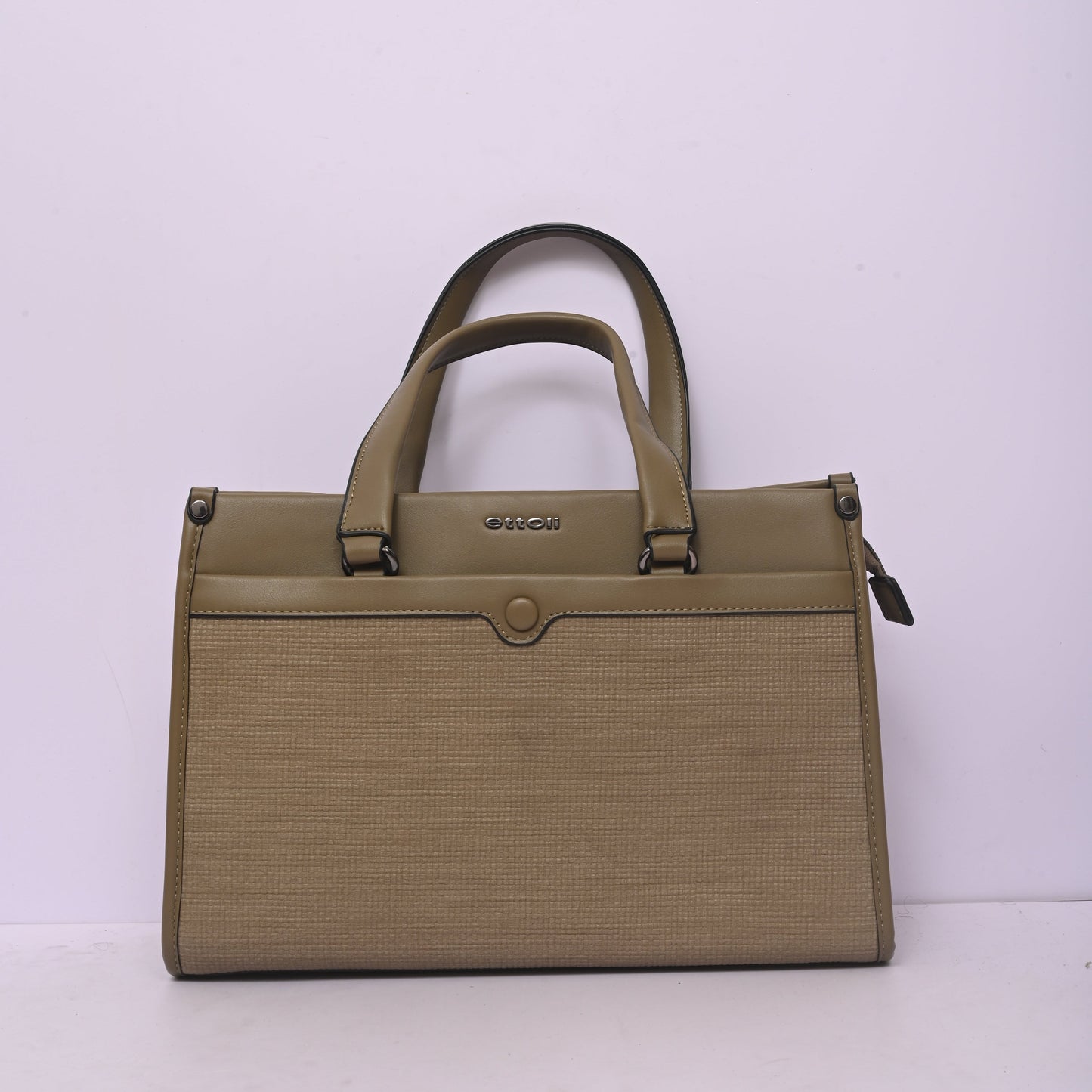 Woven Top Handle Tote Bag for Women in Green with Spacious Interior and Elegant Woven Design