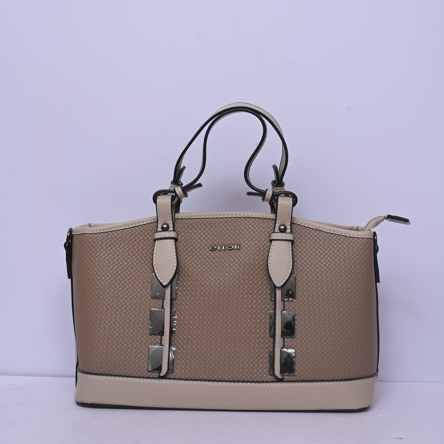 Woven Tote Bag for Women in Brown with Spacious Interior and Elegant Woven Texture