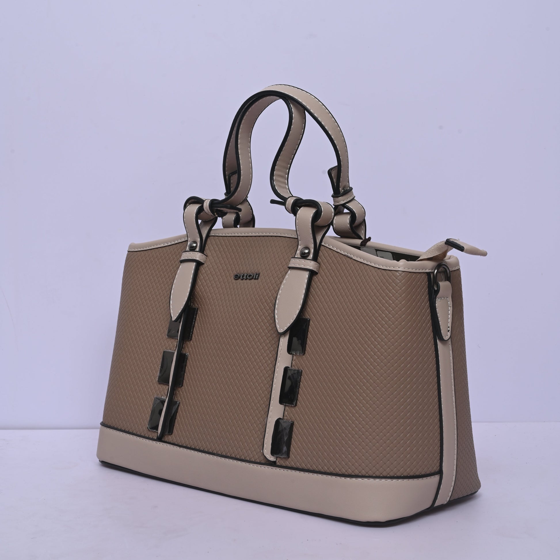 Woven Tote Bag for Women in Brown with Spacious Interior and Elegant Woven Texture