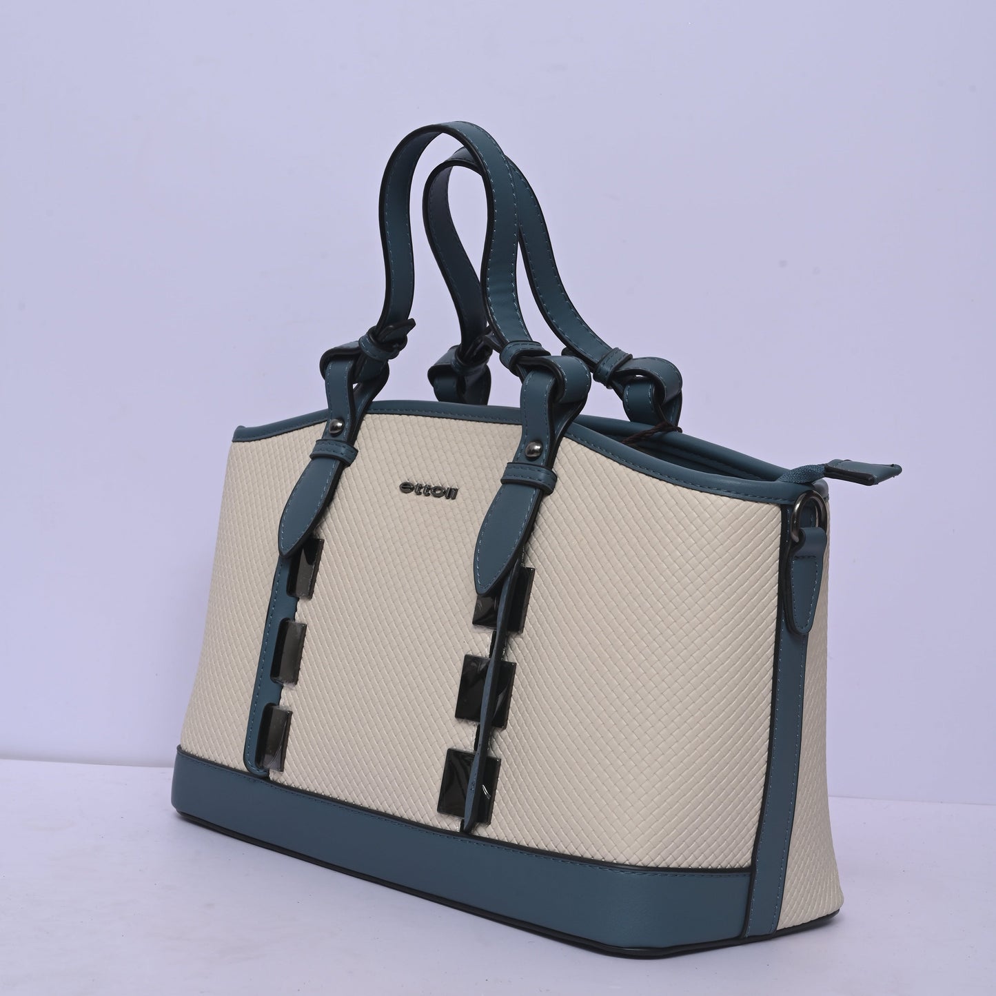 Woven Tote Bag for Women in Grey with Spacious Interior and Elegant Woven Texture