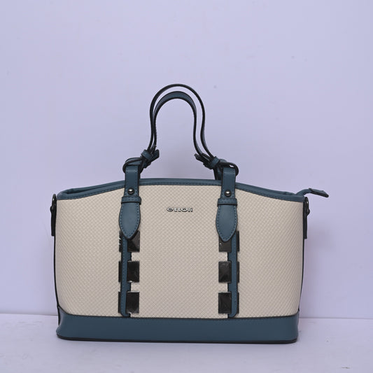 Woven Tote Bag for Women in Grey with Spacious Interior and Elegant Woven Texture